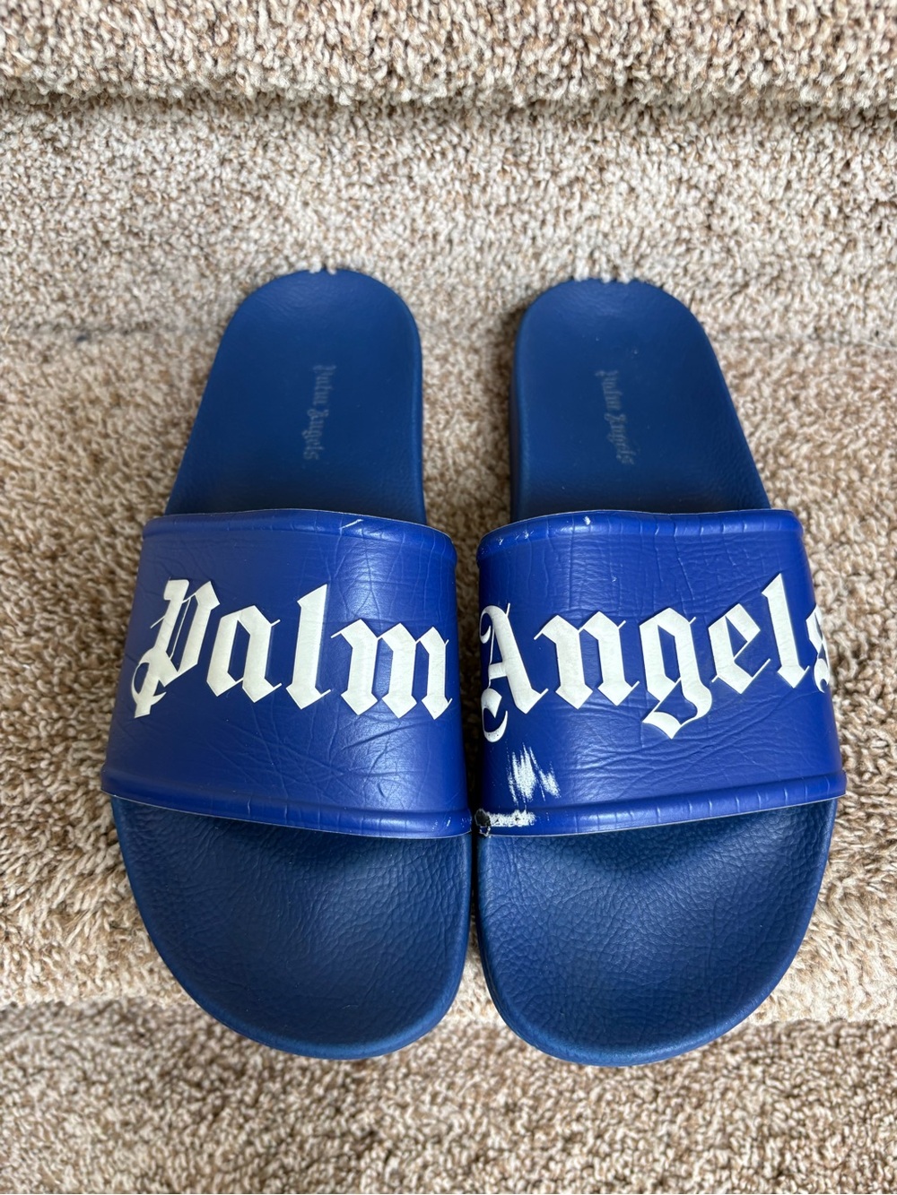 Palm Angels Men’s Royal Blue Logo Slide Sandals